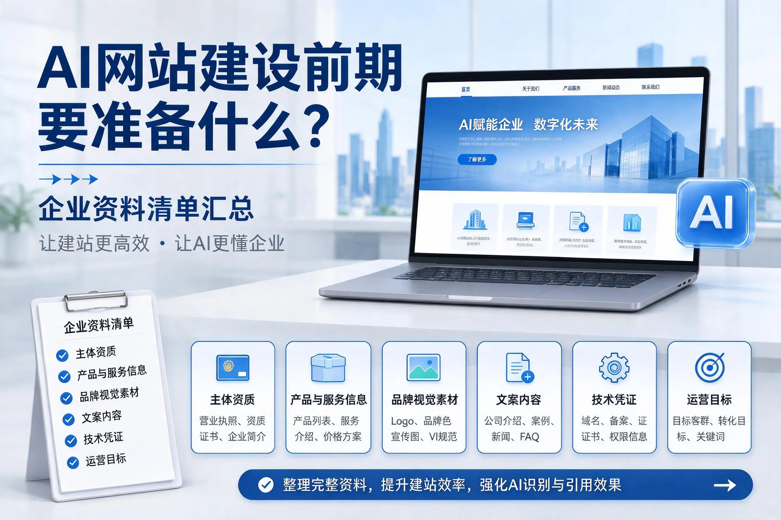AI网站建设前期要准备什么?濮阳企业资料清单汇总