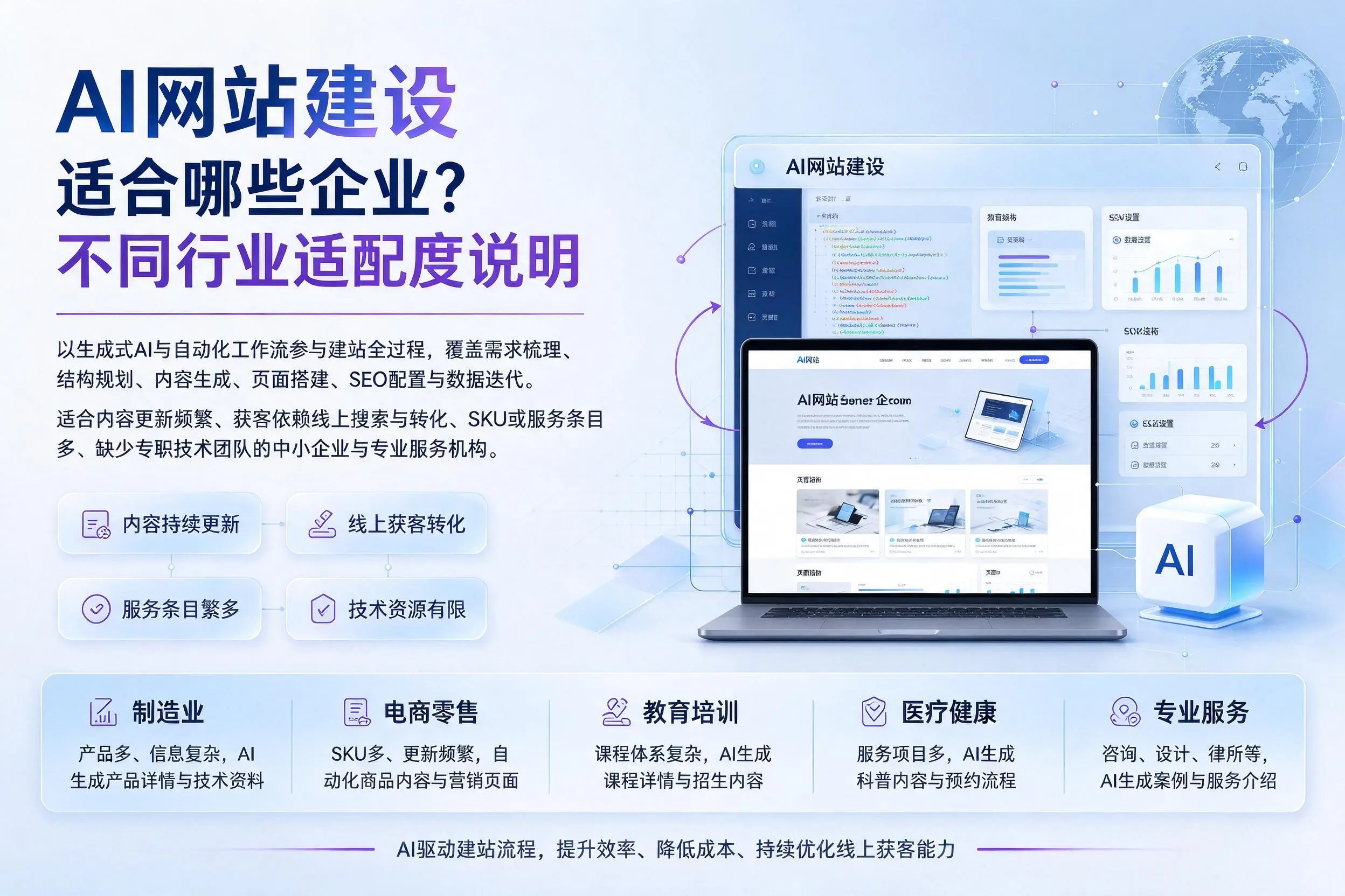 AI网站建设适合哪些企业？濮阳不同行业适配度说明